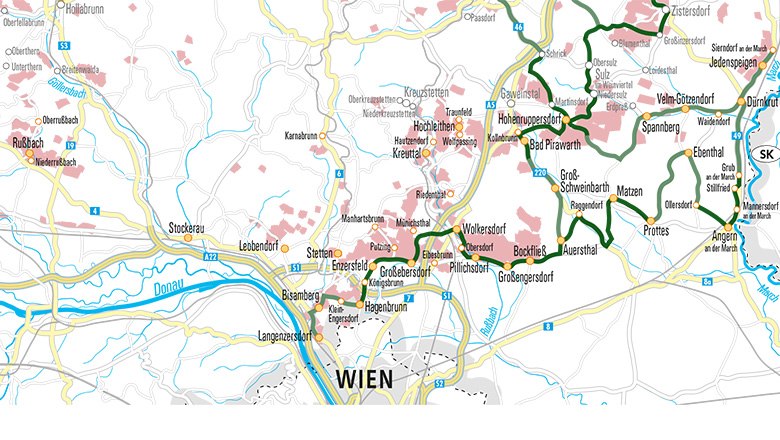 Karte Weinstraße Weinviertel Süd, © Arge Kartographie